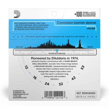 D'Addario EJ16-3D Phosphor Bronze Acoustic Guitar Strings, Light, 3 Sets - Image 2