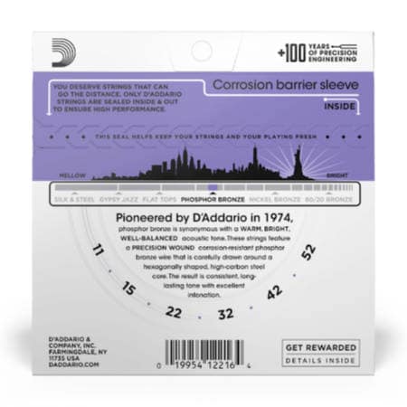 D'Addario EJ26-3D Phosphor Bronze Acoustic Guitar Strings, Custom Light, 11-52, 3 Sets - Image 2