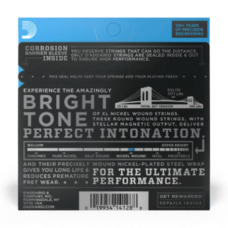 D'Addario EXL115-3D Nickel Wound Electric Guitar Strings, 3 Sets, Medium/Blues-Jazz Rock, 11-49, 3 Sets - Image 2