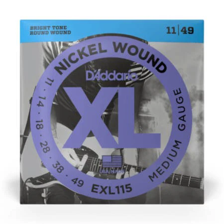 D'Addario EXL115 Nickel Wound Electric Guitar Strings, Medium/Blues-Jazz Rock, 11-49