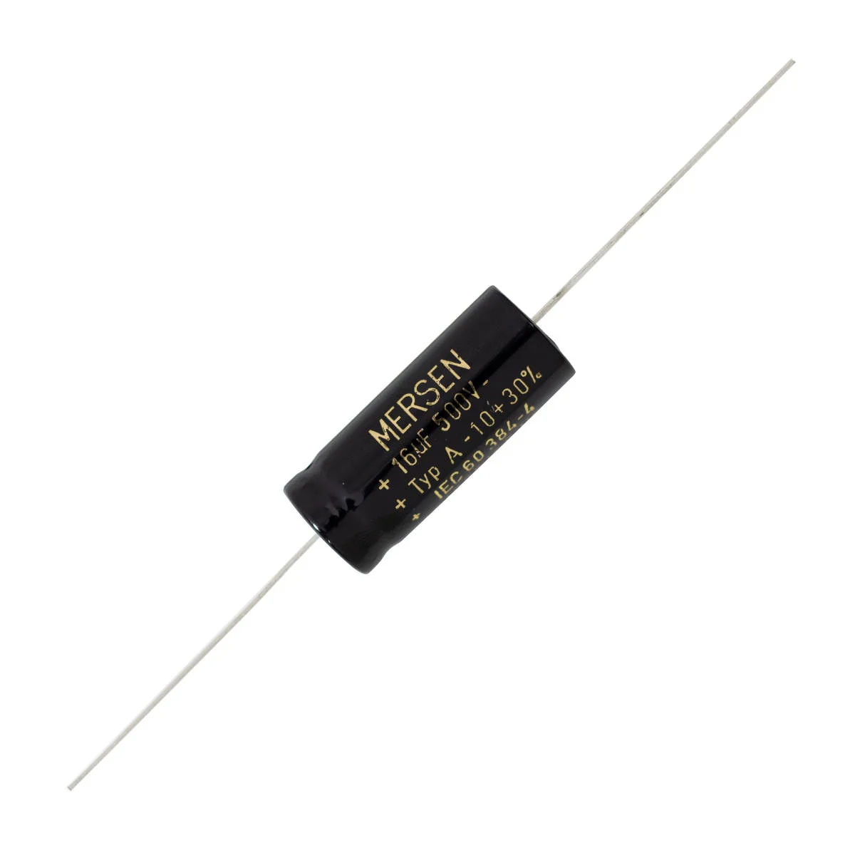 F&T Mersen 16uF 500V Axial Style Electrolytic Capacitor