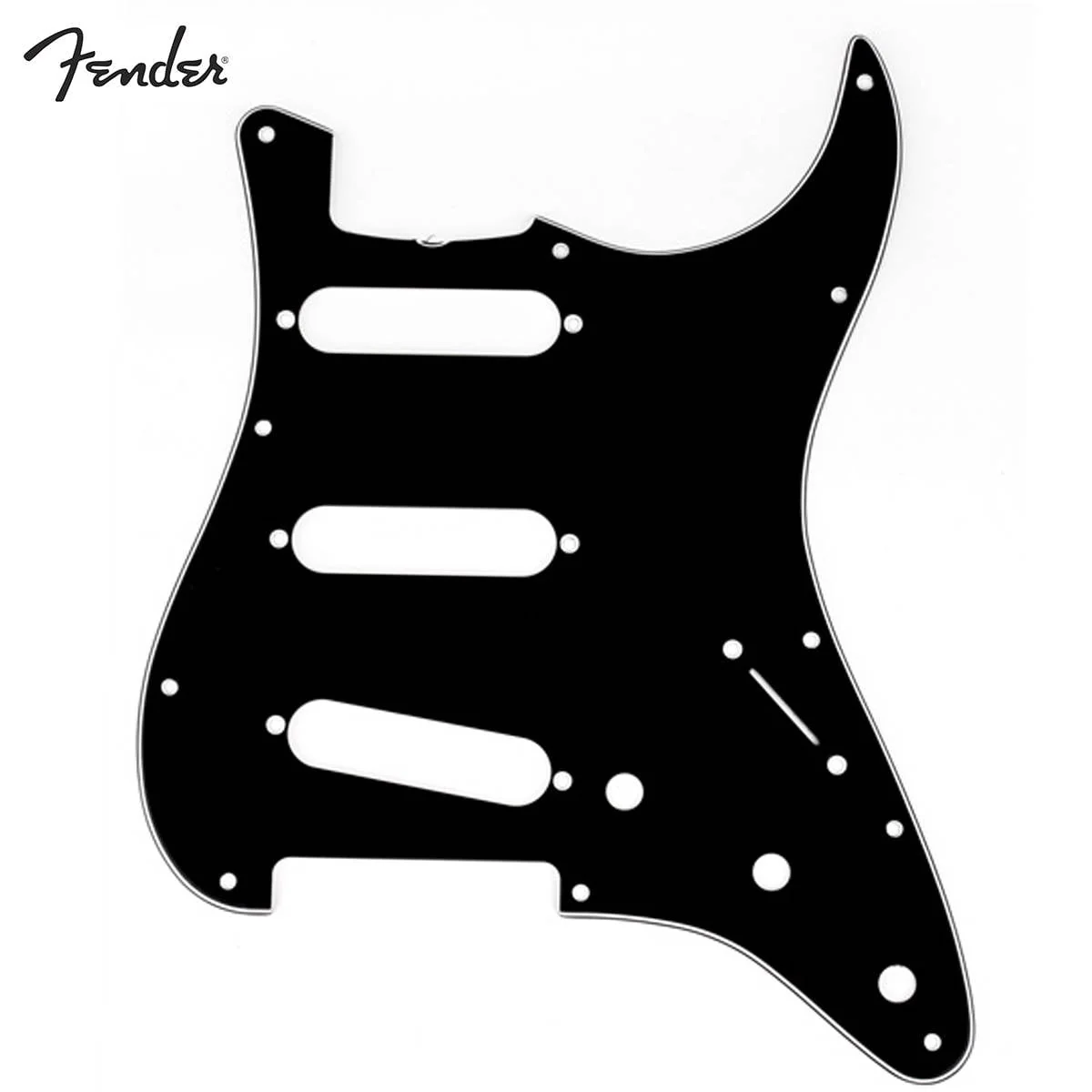 Fender '62 Stratocaster Guitar Pickguard Black Truss Rod Notch 11 Hole 3 Ply S/S
