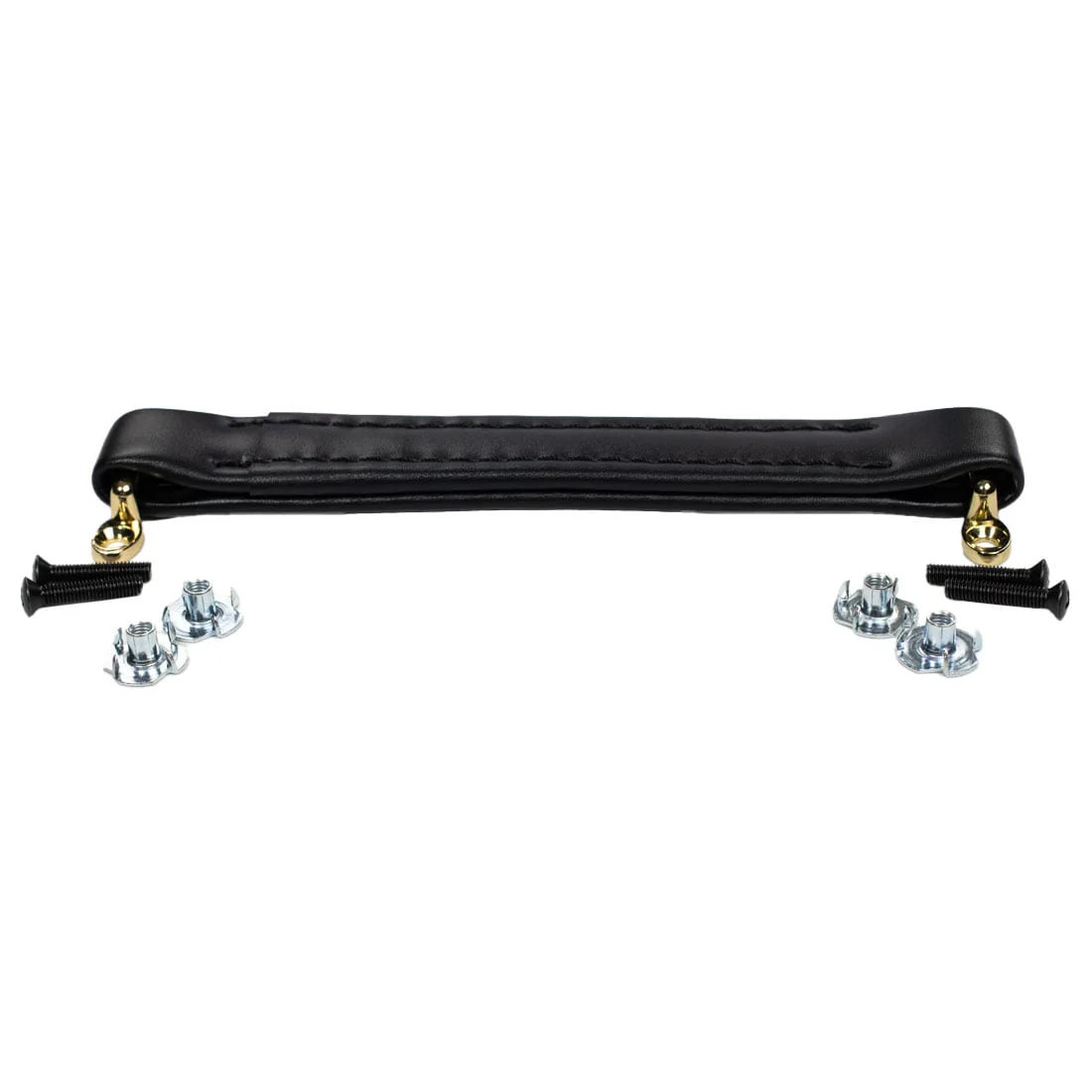Large Black Leather Handle with Gold Mounting Brackets (Includes Hardware)