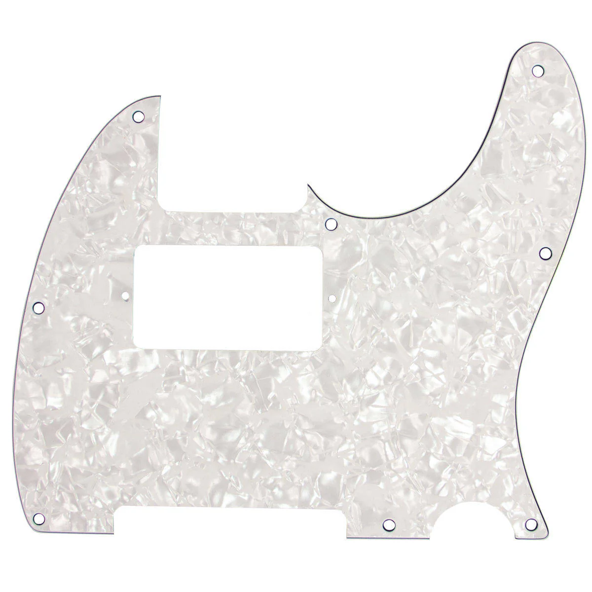 Mojotone Electric Guitar Humbucker Cutout Pickguard for Tele 8 Hole White Pearl 3-Ply