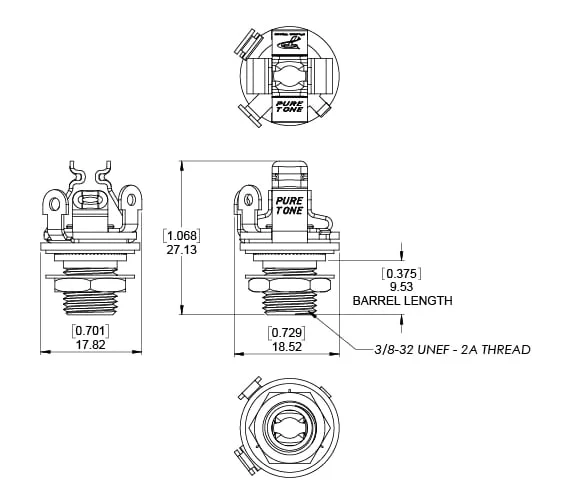 Pure Tone Mono Output Jack, Nickel - Image 3